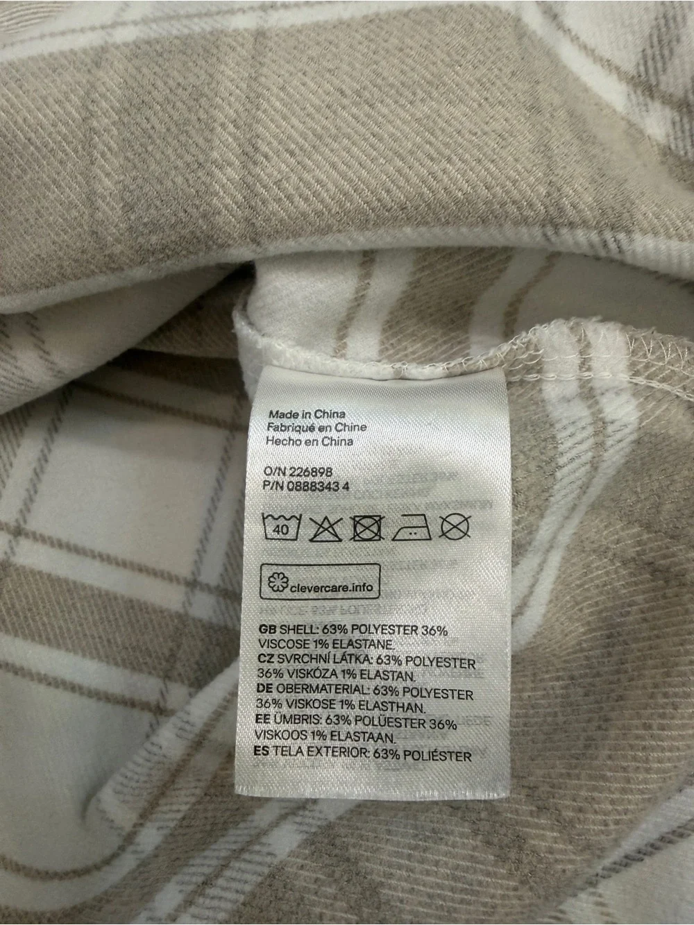 H&M flannel button up medium plaid neutral colors rounded hem EUC - Picture 5 of 5